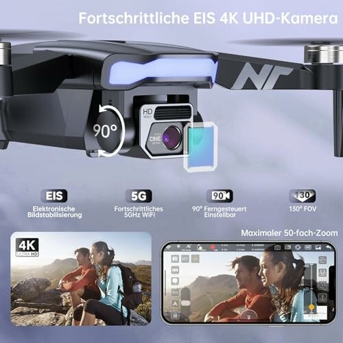 Fortschrittliche Drohne mit 4K UHD-Kamera und EIS.