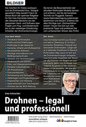 Rückseite des Buches 'Drohnen – legal und professionell'
